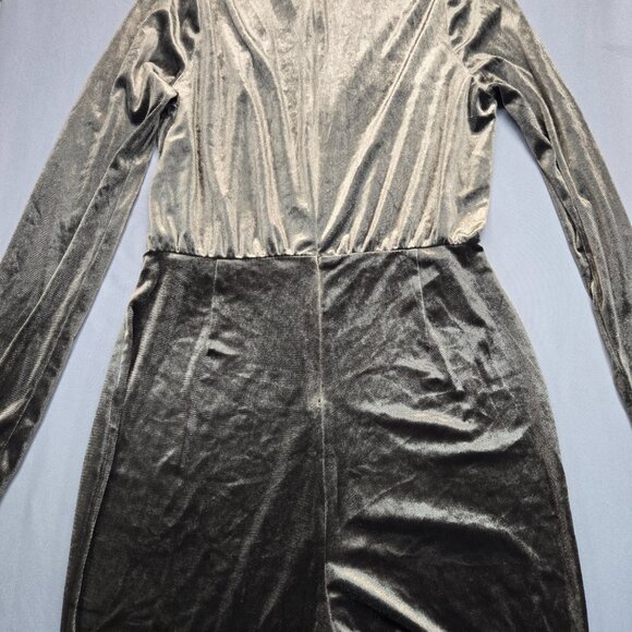 HOMMAGE Velvet Jumpsuit – Women’s Size Large – Long Sleeve Mesh V-Neck - Picture 6 of 13